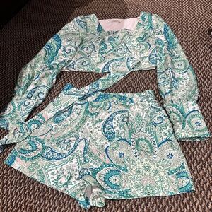 Green and blue paisley 2 piece set (L)